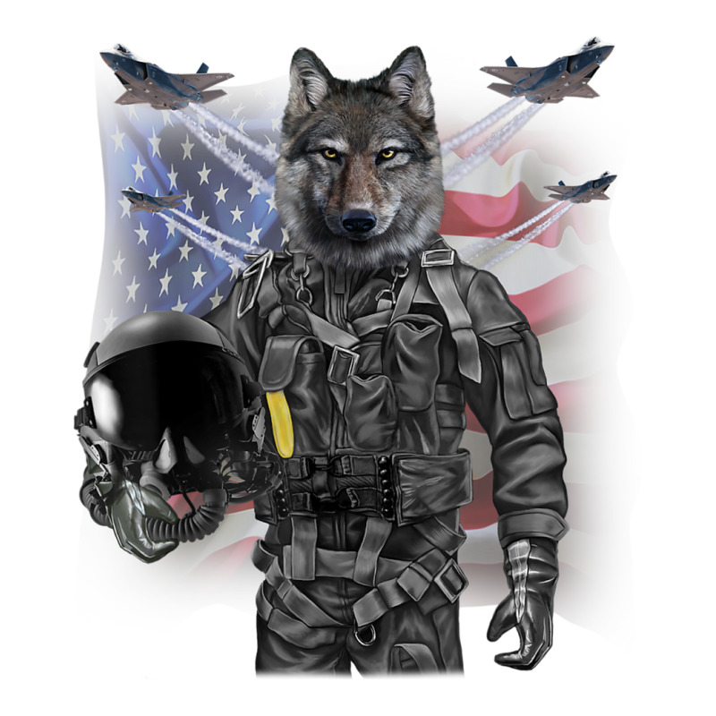 Wolf As Fighter Jet Pilot Usa America Stainless Steel Water Bottle By ...