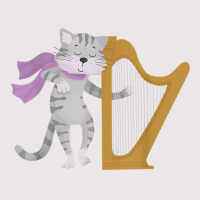 Harp Cat Lover Harpist Musician Musical Instrument T Shirt Pocket T-shirt | Artistshot