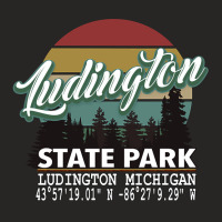 Ludington State Park With Gps Location Pullover Hoodie Ladies Fitted T-shirt | Artistshot