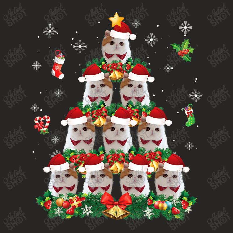 Merry Christmas Exotic Shorthair Cat Santa Tree Pajama Ugly T Shirt Ladies Fitted T-Shirt by Kevin_VandenBerge | Artistshot