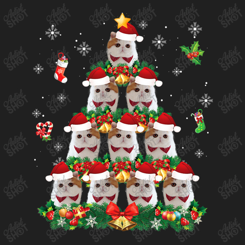 Merry Christmas Exotic Shorthair Cat Santa Tree Pajama Ugly T Shirt Ladies Polo Shirt by Kevin_VandenBerge | Artistshot