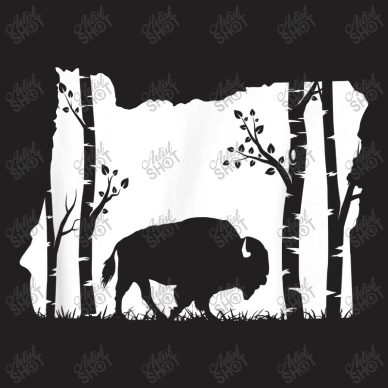 Hunting Bison   Oregon Map Art Vintage Buffalo Hunter T Shirt T-shirt | Artistshot