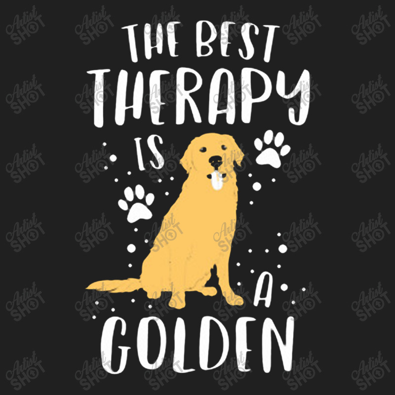 The Best Therapy Is A Golden Retriever Dog Puppy Ladies Polo Shirt by lindavalere | Artistshot