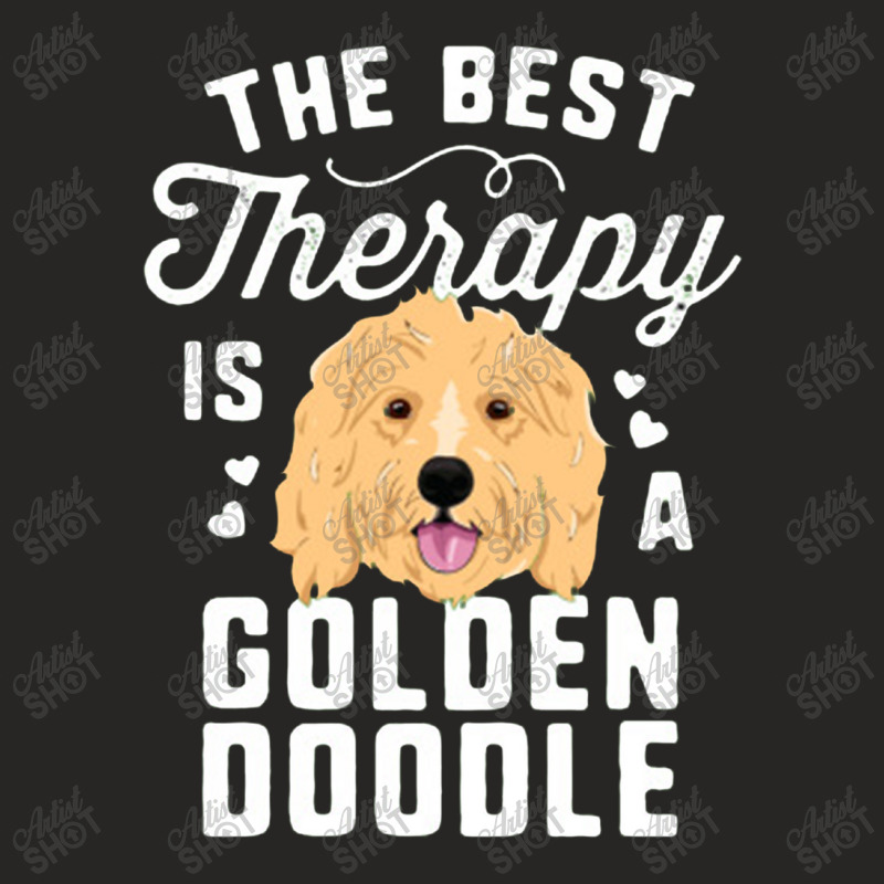 The Best Therapy Is A Goldendoodle T Shirt Women Doodle Dog Ladies Fitted T-Shirt by lindavalere | Artistshot