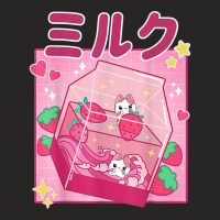 Funny Retro 90s Strawberry Milkshake Carton Kawaii Anime Cat T Shirt Ladies Fitted T-shirt | Artistshot