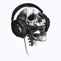 Music Forever Skull With Headphones Ink Graphic Rock Song T Shirt T-shirt | Artistshot