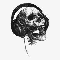 Music Forever Skull With Headphones Ink Graphic Rock Song T Shirt Ladies Fitted T-shirt | Artistshot