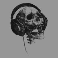 Music Forever Skull With Headphones Ink Graphic Rock Song T Shirt Women's V-neck T-shirt | Artistshot