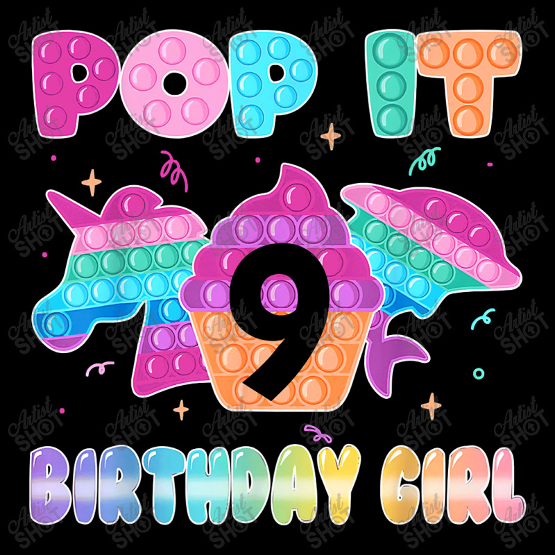 Birthday Girl Pop It 9 Unicorn Girls Boys Pop It Nine 9th T Shirt Women's V-Neck T-Shirt by Kevin_VandenBerge | Artistshot