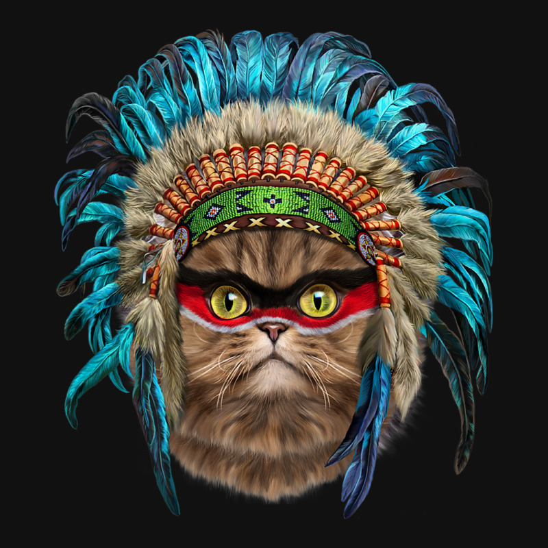 Fluffy Persian Cat Wearing Native American Indian Headdress Crew Socks | Artistshot