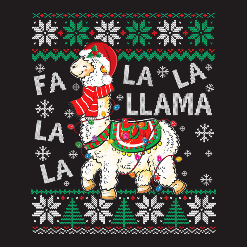 Fa La La Llama Christmas Santa Hat Lights Ugly Sweater 136 Waist Apron | Artistshot