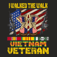 Vietnam Veteran With Us Flag With Combat Boots Patriotic 207 Ladies Fitted T-shirt | Artistshot