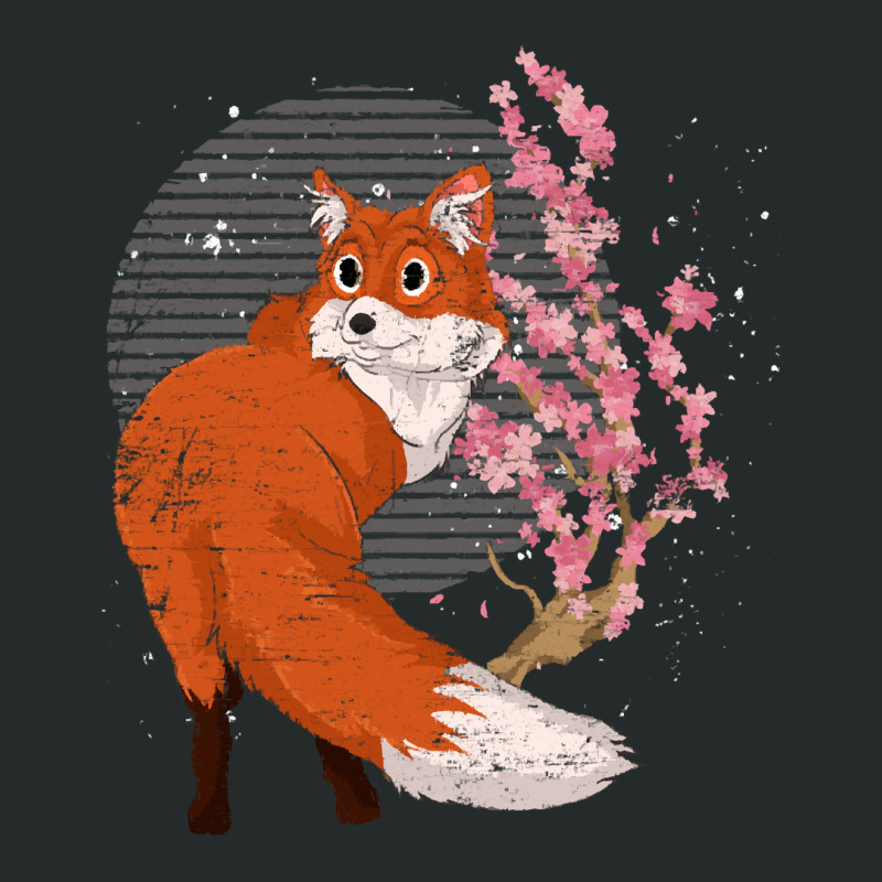 Fox T  Shirt Wildlife Cherry Blossom Retro Fox Lover Forest Animal Fox Women's Triblend Scoop T-shirt by unwieldystatement | Artistshot