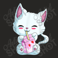 Cute Cat Strawberry Milk Shirt For Women Girls, Kawaii Neko T Shirt Ladies Fitted T-shirt | Artistshot