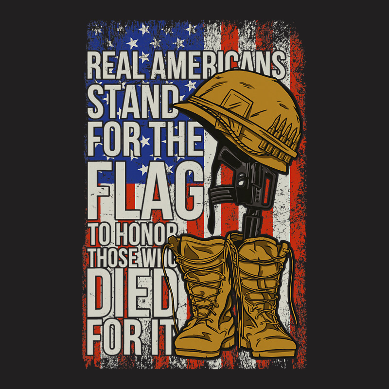 Americans Stand For The Flag To Hornor Those Who Died For It 141 T-Shirt by pester | Artistshot