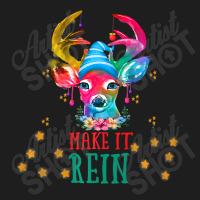 Christmas Deer, Watercolor Cute Reindeer Make It Rein! Premium T Shirt Classic T-shirt | Artistshot