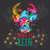 Christmas Deer, Watercolor Cute Reindeer Make It Rein! Premium T Shirt Vintage Hoodie | Artistshot