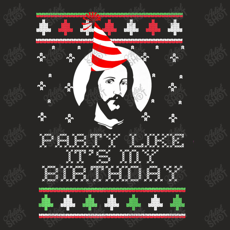 Party Like It's My Birthday Ugly Christmas Jesus Meme Premium T Shirt Ladies Fitted T-Shirt by Maria_Jezierski | Artistshot