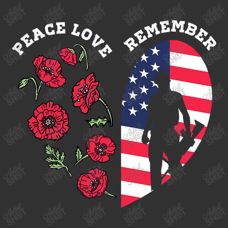 Peace Love Remember Red Poppy Flower Soldier Veteran Day T Shirt Baby Bodysuit | Artistshot