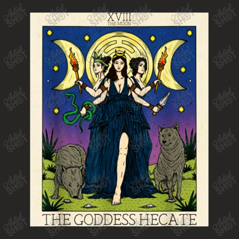 Hecate Triple Moon Goddess Hekate Wheel Witch Tarot Card 1 Ladies Fitted T-Shirt by gulatotal | Artistshot