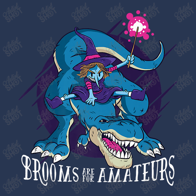 Brooms Are For Amateurs Witch Riding T-rex Halloween Premium T-shirt Ladies Denim Jacket by Brynlee-Everett | Artistshot