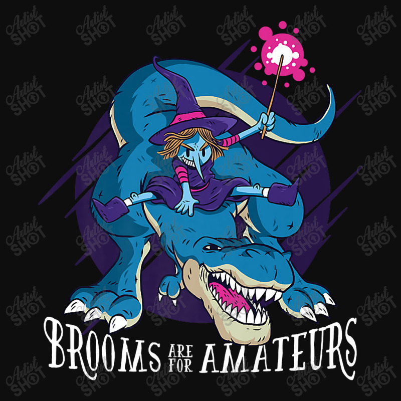 Brooms Are For Amateurs Witch Riding T-rex Halloween Premium T-shirt Crop Top by Brynlee-Everett | Artistshot