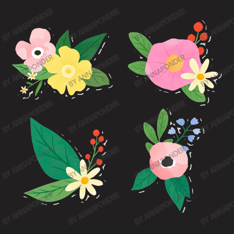 Colorful Floral Sticker Collection T-Shirt by annaponder | Artistshot