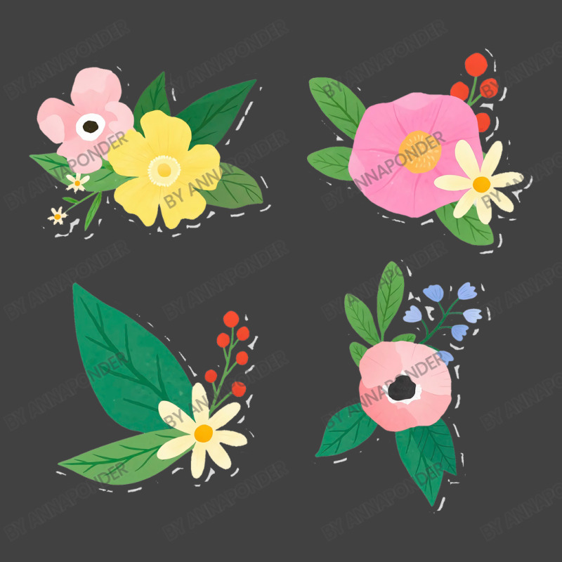 Colorful Floral Sticker Collection Vintage T-Shirt by annaponder | Artistshot