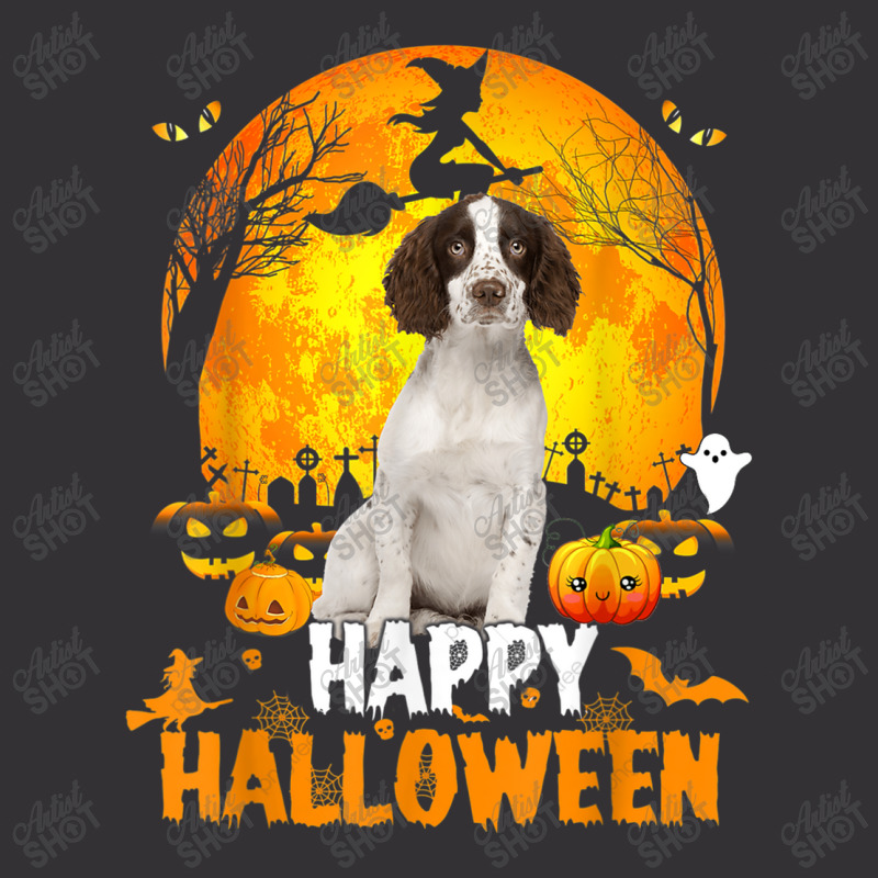 Cavalier King Dog Happy Halloween Day With The Moon Pumpkin Vintage Hoodie And Short Set | Artistshot