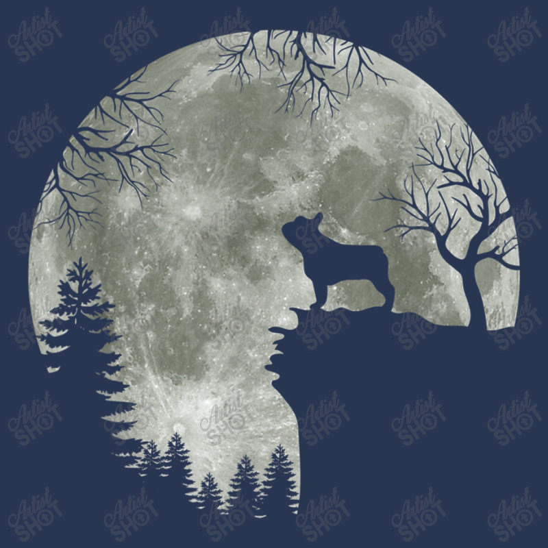 French Bulldog Silhouette In Front Of Moon Halloween Costume Men Denim Jacket | Artistshot