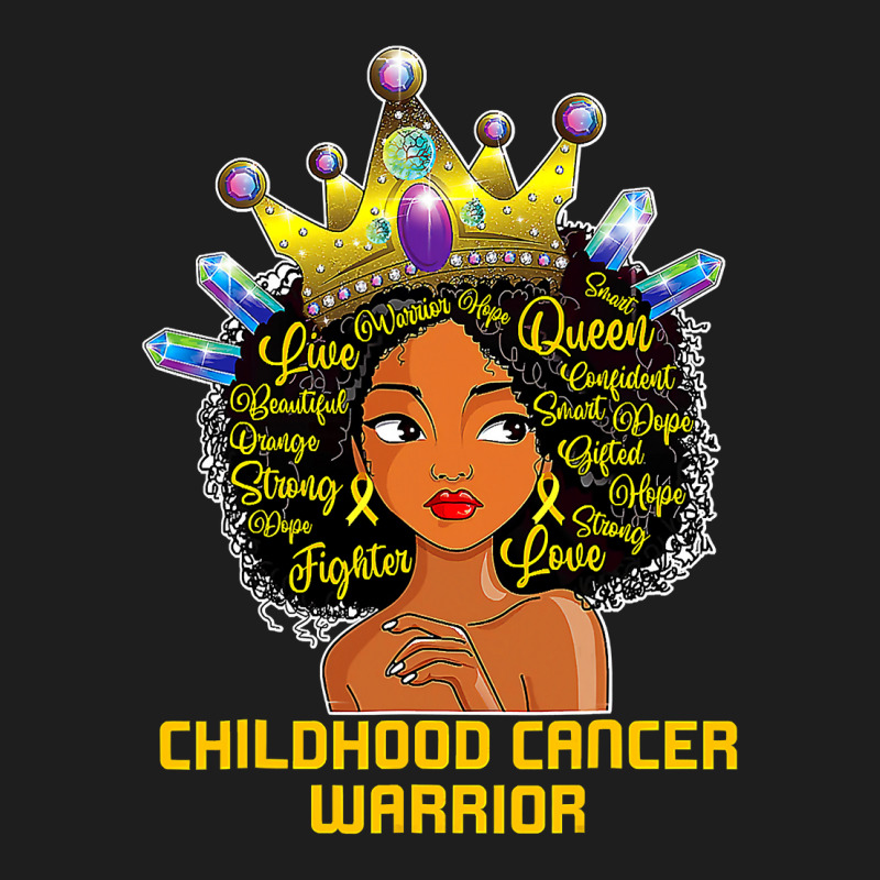 Childhood Cancer Awareness Warrior Black Princess Afro Kids 381 Classic T-shirt by peafowl | Artistshot