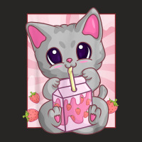 Cat Strawberry Milkshake For Women Girls, Kawaii Maneki Neko Ladies Fitted T-shirt | Artistshot