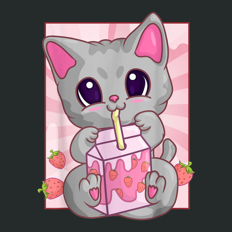 Cat Strawberry Milkshake For Women Girls, Kawaii Maneki Neko Women's Triblend Scoop T-shirt by Hoang95 | Artistshot