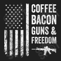 Coffee Bacon Guns And Freedom   Bbq Grill Funny Gun Usa Flag T Shirt Drawstring Bags | Artistshot