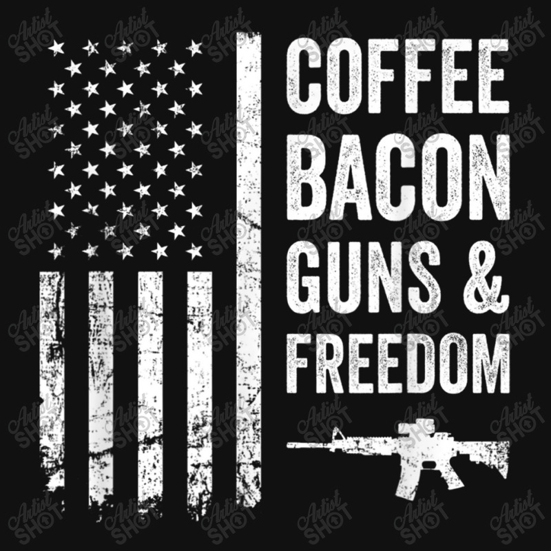 Coffee Bacon Guns And Freedom   Bbq Grill Funny Gun Usa Flag T Shirt Portrait Canvas Print | Artistshot