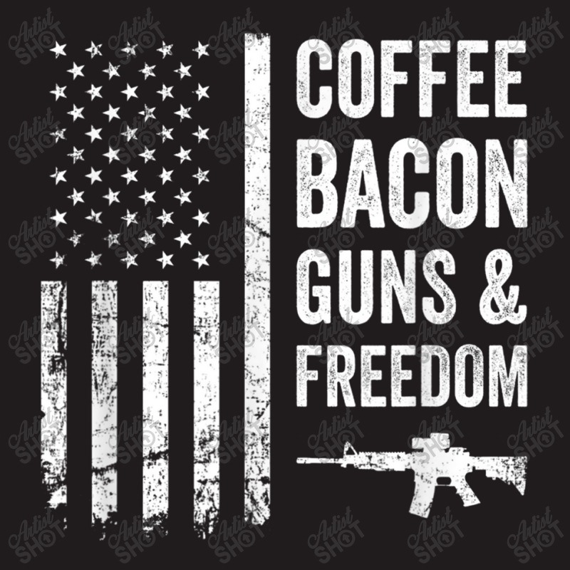 Coffee Bacon Guns And Freedom   Bbq Grill Funny Gun Usa Flag T Shirt Waist Apron | Artistshot