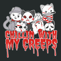 Chillin With My Creeps Cat Horror Serial Killer Halloween T Shirt Women's Triblend Scoop T-shirt | Artistshot