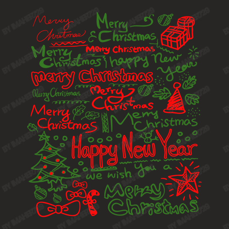 Merry Christmas Happy New Year Text Art Ladies Fitted T-Shirt by Imaher729 | Artistshot