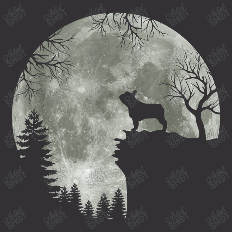 French Bulldog Silhouette In Front Of Moon Halloween Costume Vintage Short | Artistshot