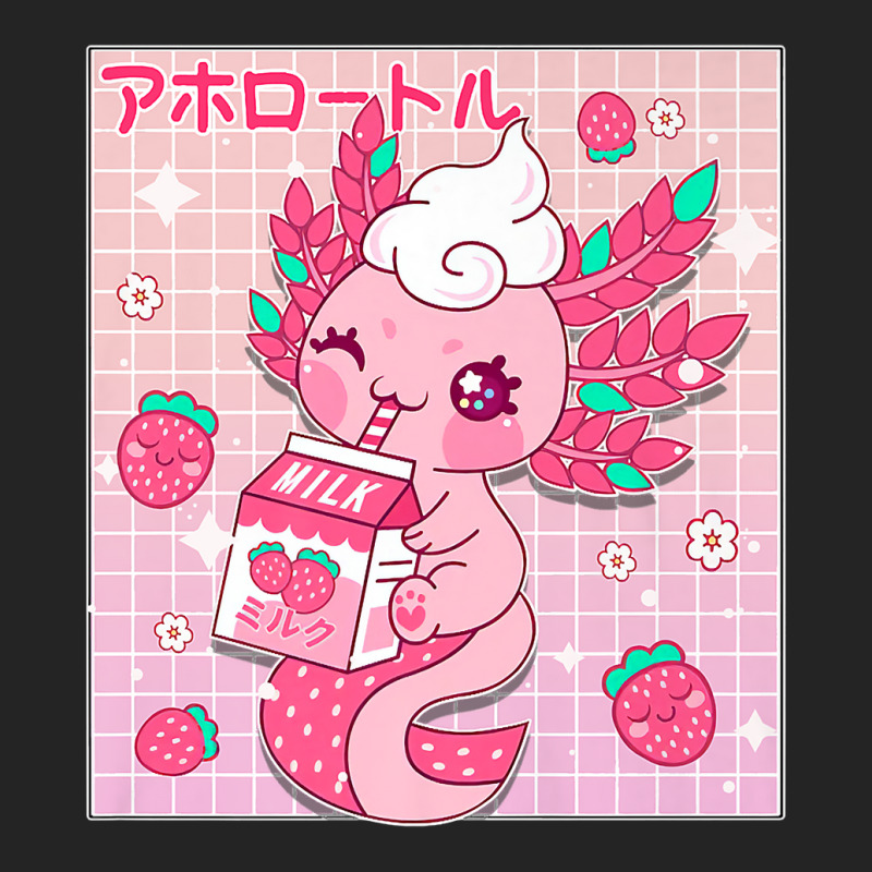 Kawaii Axolotl Strawberry Milk Shake Carton Japanese Anime Premium T S 3/4 Sleeve Shirt by rostinoko | Artistshot