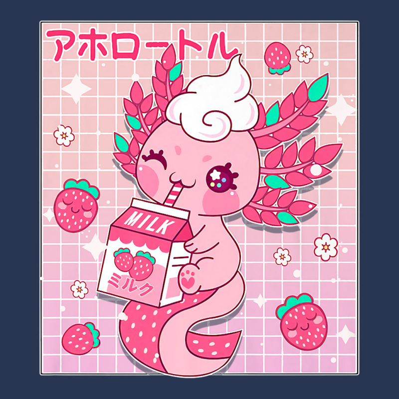 Kawaii Axolotl Strawberry Milk Shake Carton Japanese Anime Premium T S Men Denim Jacket by rostinoko | Artistshot