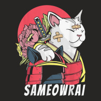 Japanese Cat Samurai Katana Sameowrai Anime Funny T Shirt Ladies Fitted T-shirt | Artistshot