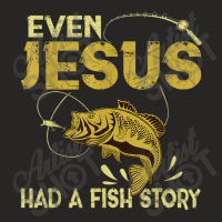 Fishing Gifts - Even Jesus Had A Fish Story Funny Character Videogames Ladies Fitted T-shirt | Artistshot