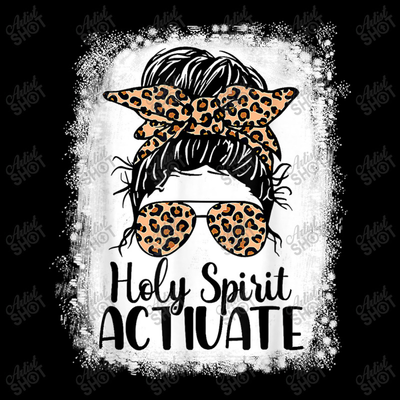 Holy Spirit Activate Mom Life Leopard Messy Bun Bleached Funny Gifts B V-neck Tee | Artistshot