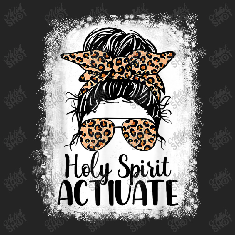 Holy Spirit Activate Mom Life Leopard Messy Bun Bleached Funny Gifts B 3/4 Sleeve Shirt | Artistshot