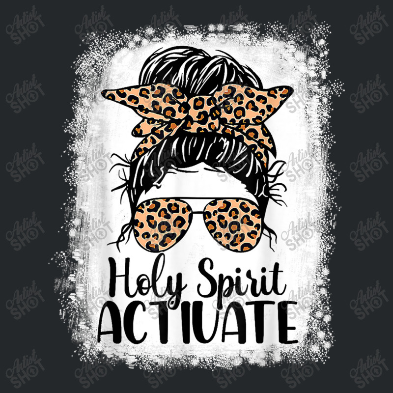 Holy Spirit Activate Mom Life Leopard Messy Bun Bleached Funny Gifts B Crewneck Sweatshirt | Artistshot