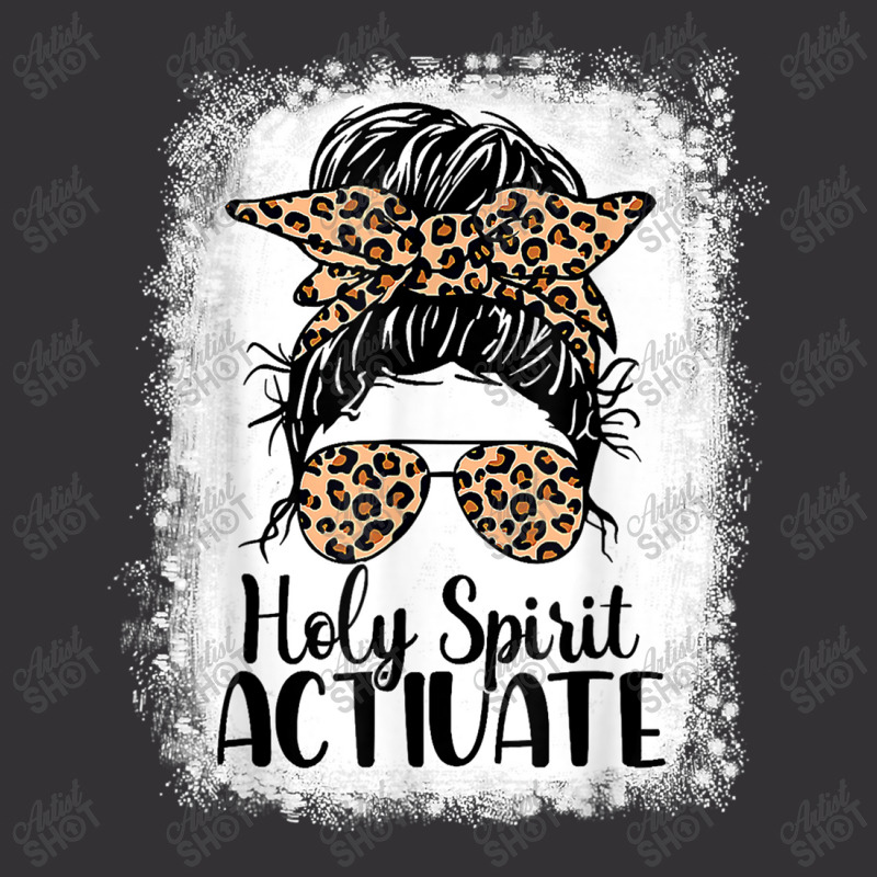 Holy Spirit Activate Mom Life Leopard Messy Bun Bleached Funny Gifts B Vintage Hoodie And Short Set | Artistshot