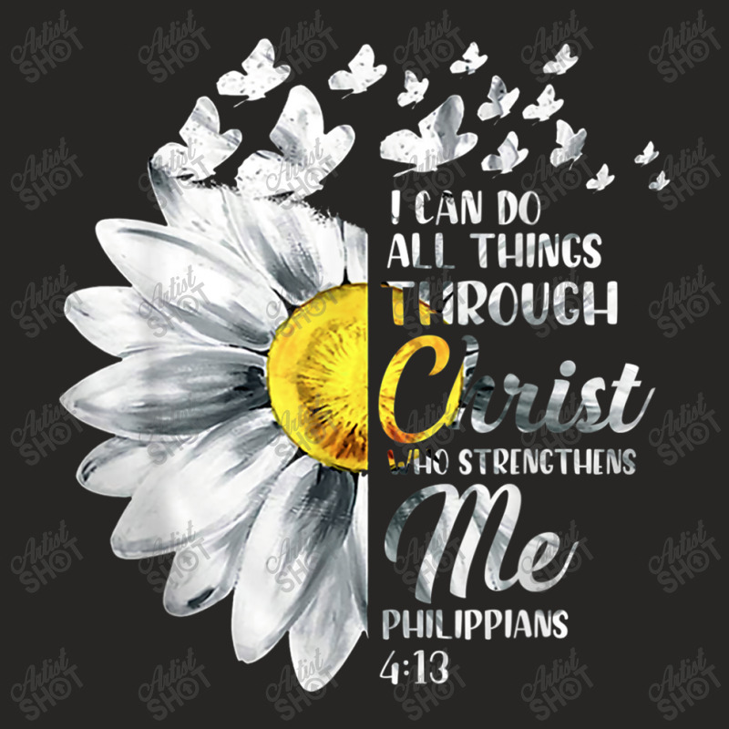 I Can Do All Things Through Christ - Daisy Flower Religious Mens Funny Ladies Fitted T-Shirt by Aria-Proctor | Artistshot