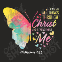 I Can Do All Things Through Christ Religous Bible Butterfly Retro Ladies Fitted T-shirt | Artistshot