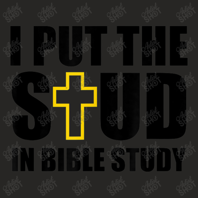 I Put The Stud In Bible Study Painting Ladies Fitted T-Shirt by Aria-Proctor | Artistshot